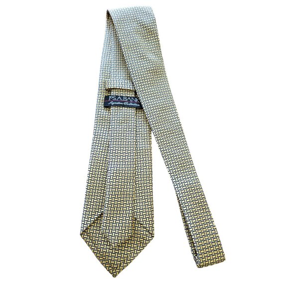 Jos A Bank Signature Collection Silk Tie Gold & Blue Geometric Business Formall - Picture 5 of 6